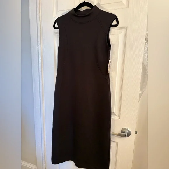 NWT AVIA Black Scuba Midi Dress Mock Neck Sleeveless Size S 4-6 Athleisure - Picture 7 of 7